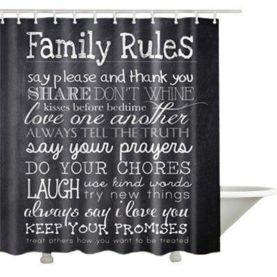 Creative Pattern Family Rules Bathroom Curtains