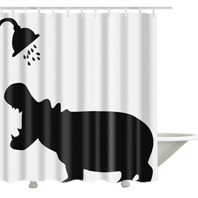 Creative Pattern Shower Hippo Bathroom Curtains