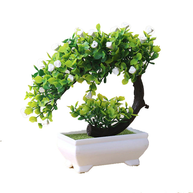 White and Green Artificial Bonsai Plant
