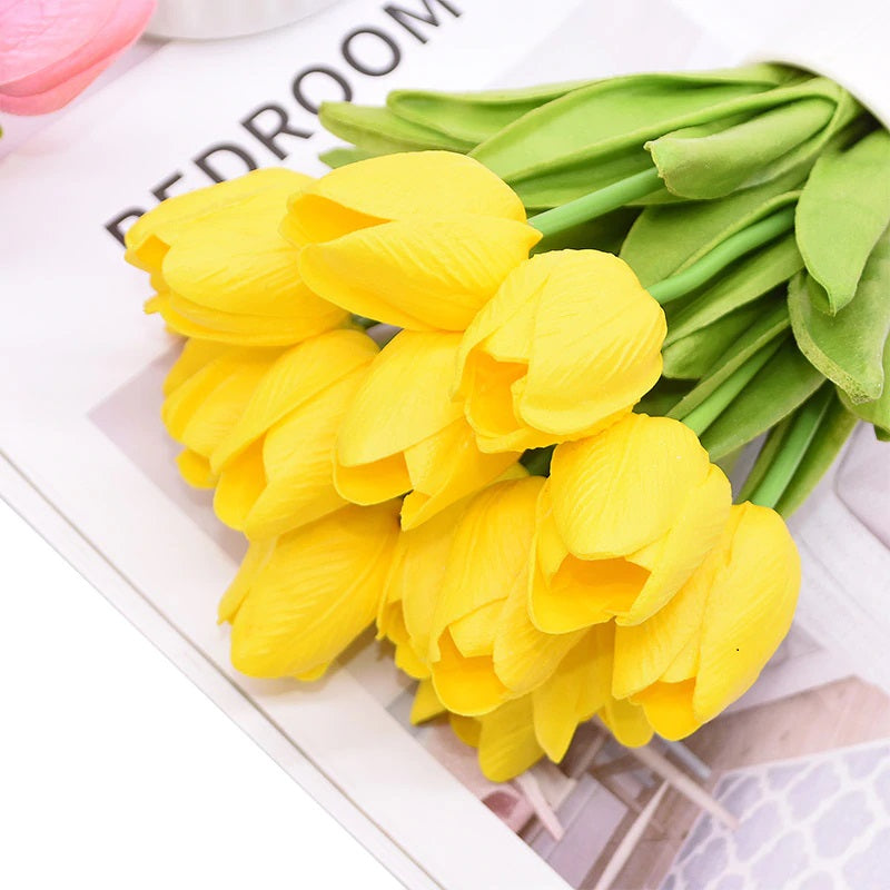 Yellow Artificial Flowers Tulip Bouquet - Hansel & Gretel Home Decor