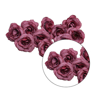 Burgundy Artificial Flowers Rose Head