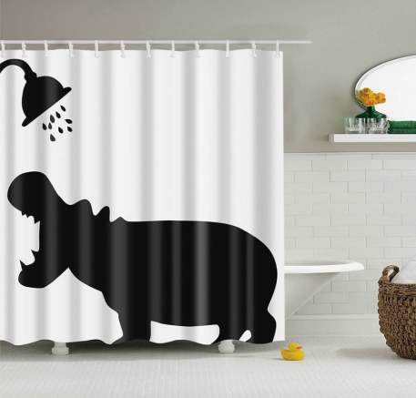 Creative Pattern Shower Hippo Bathroom Curtains - Hansel & Gretel Home Decor
