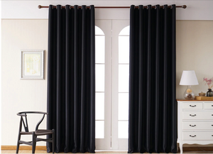 Black Cotton Polyester Living Room and Bedroom Curtains - Hansel & Gretel Home Decor