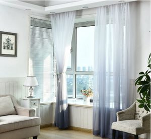 Gray Sheer Polyester Living Room and Bedroom Curtains - Hansel & Gretel Home Decor