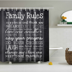 Creative Pattern Family Rules Bathroom Curtains - Hansel & Gretel Home Decor