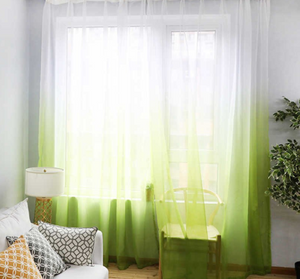 Green Sheer Polyester Living Room and Bedroom Curtains - Hansel & Gretel Home Decor