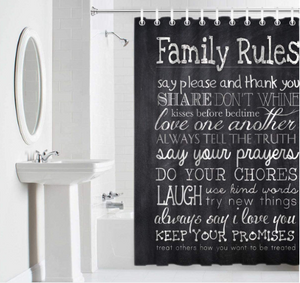 Creative Pattern Family Rules Bathroom Curtains - Hansel & Gretel Home Decor