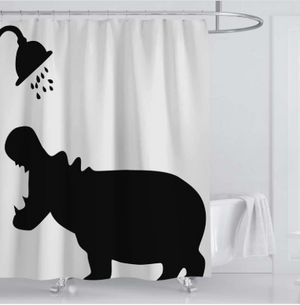 Creative Pattern Shower Hippo Bathroom Curtains - Hansel & Gretel Home Decor
