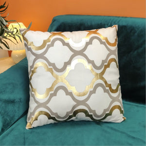 Elegant White and Gold Decorative Pillow Covers
