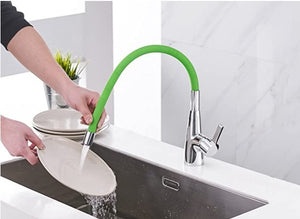 Brass Polished Green Kitchen Faucet Rotatable