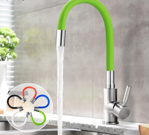 Brass Polished Green Kitchen Faucet Rotatable