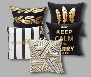 Stylish Gray and Gold Decorative Pillow Case