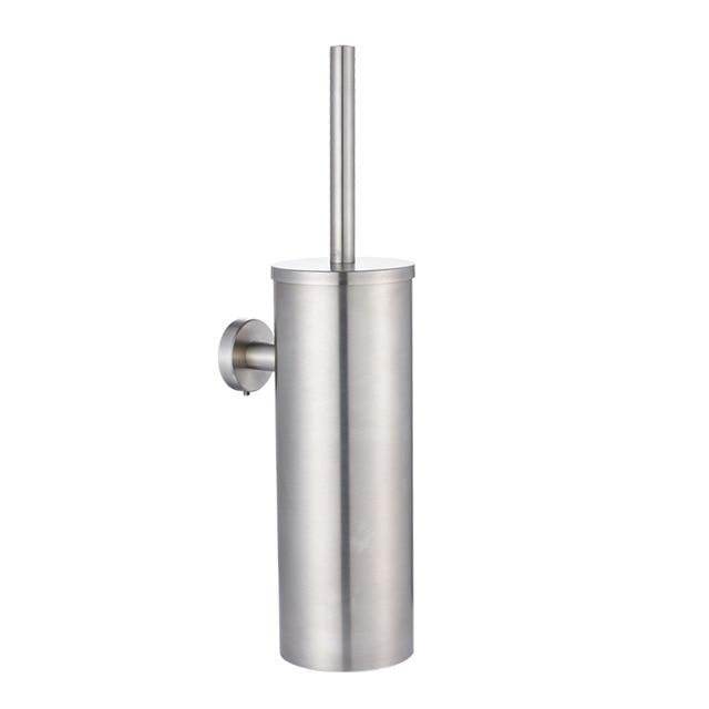Modern Stainless Steel Silver Toilet Brush and Holder