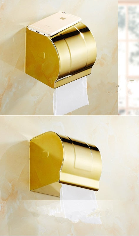 HITSLAM Gold Toilet Paper Holder Self Adhesive, Stainless Steel Toilet  Paper Roll Holder for Bathroom