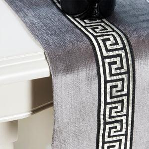 Modern Gray Striped Geometric Luxury Cloth Table Runners