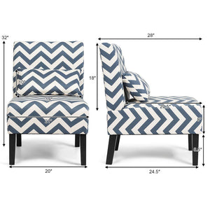 White and Gray Chevron Modern Accent Chair