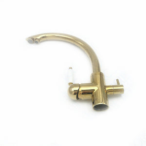 Solid Brass Polished Gold Kitchen Faucet Swivel Spout - Hansel & Gretel Home Decor