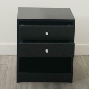 Camila Black Bedside Table with Storage Shelf and Drawers - Hansel & Gretel Home Decor