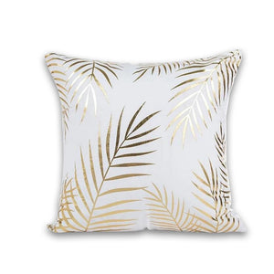 Stylish White and Gold Decorative Pillow Case - Hansel & Gretel Home Decor