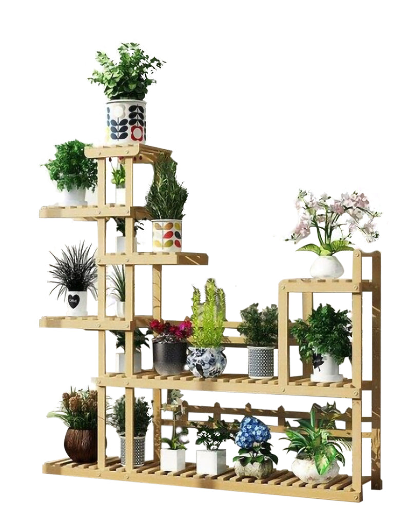 Wooden Light Brown Decorative Multi-Layer Plant Display Shelf - Hansel & Gretel Home Decor