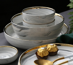 European  Style Marble Ceramic  Dinner Plate