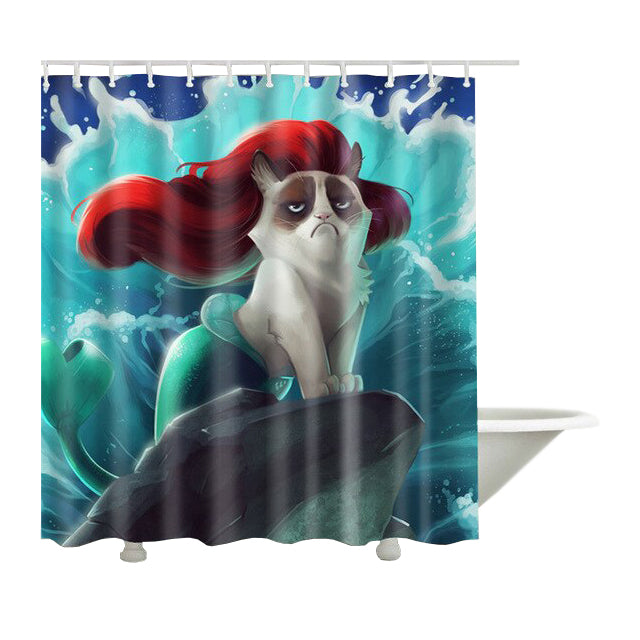 Little Mermaid Dog Polyester Bathroom Curtain