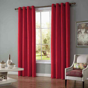 Red Cotton Polyester Living Room and Bedroom Curtains - Hansel & Gretel Home Decor