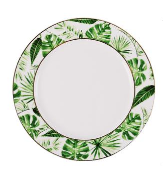 European Green Plants Ceramic Dinner Plate