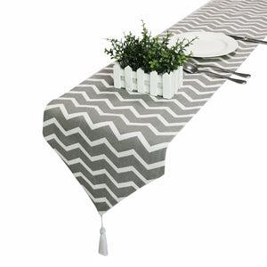 Modern Tassels Striped Table Runner