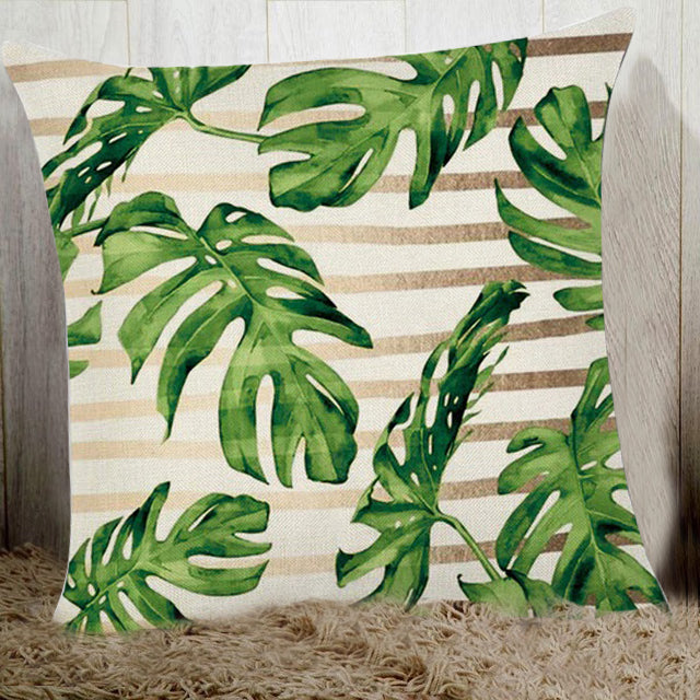 Tropical Green and Brown Decorative Pillow Case - Hansel & Gretel Home Decor