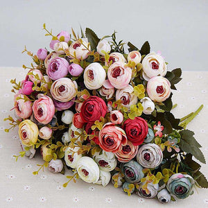 White Artificial Flower Silk Tea Roses - Hansel & Gretel Home Decor