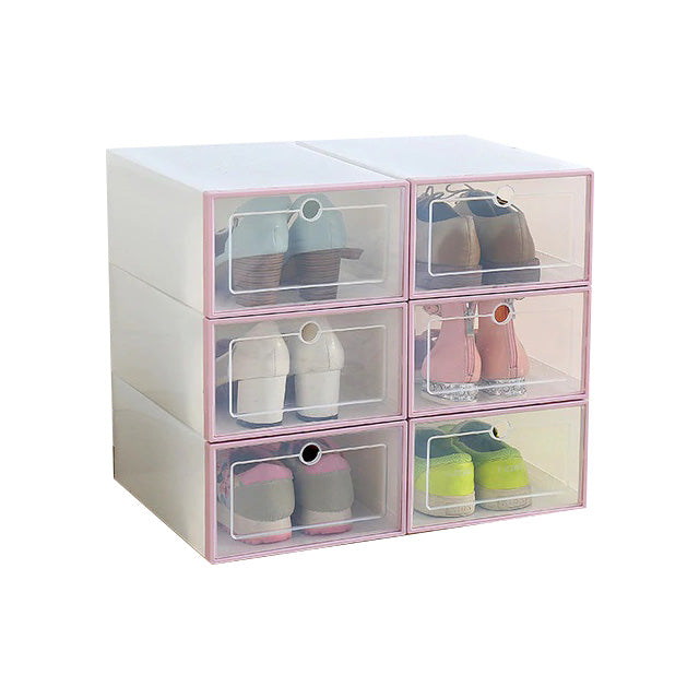 Rectangular Pink Drawer Shoe Organizer Box