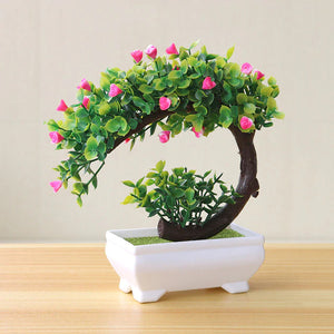 Pink and Green Artificial Bonsai Plant - Hansel & Gretel Home Decor