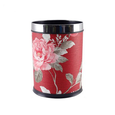 Nordic Trash Can Red Floral - Hansel & Gretel Home Decor