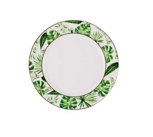 European Green Plants Ceramic Dinner Plate