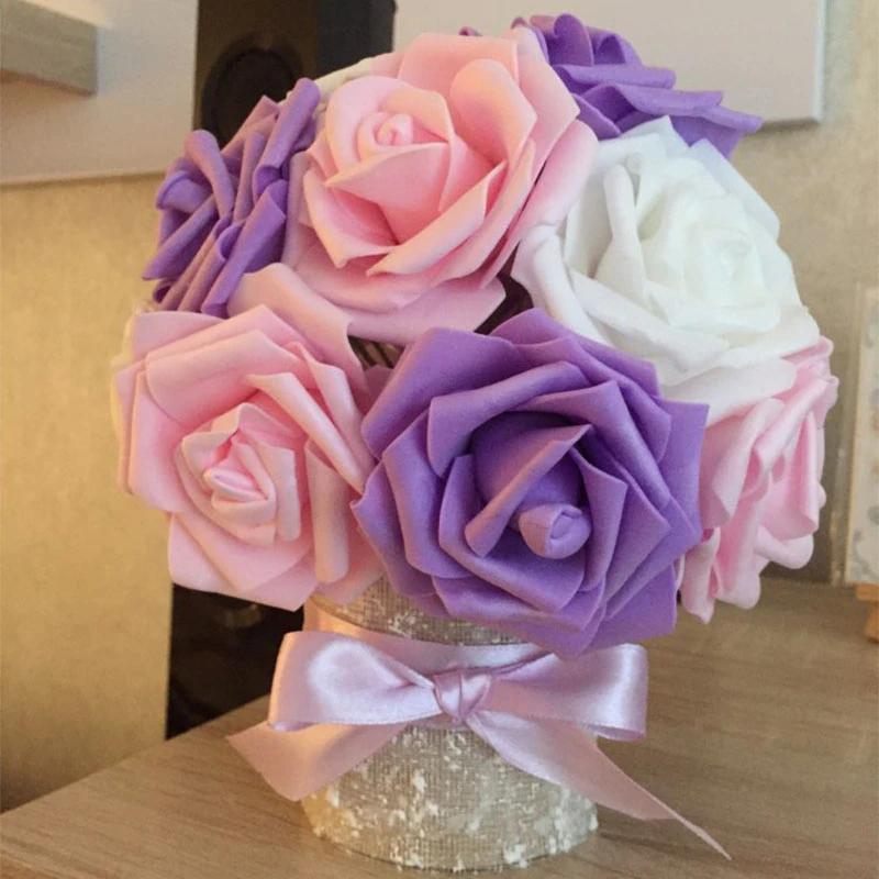 Purple Artificial Flowers Rose Bouquet - Hansel & Gretel Home Decor