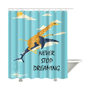 Giraffe and Shark Polyester Bathroom Curtain - Hansel & Gretel Home Decor