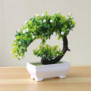 White and Green Artificial Bonsai Plant - Hansel & Gretel Home Decor