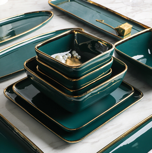 Modern Green and Gold Dinner Plate