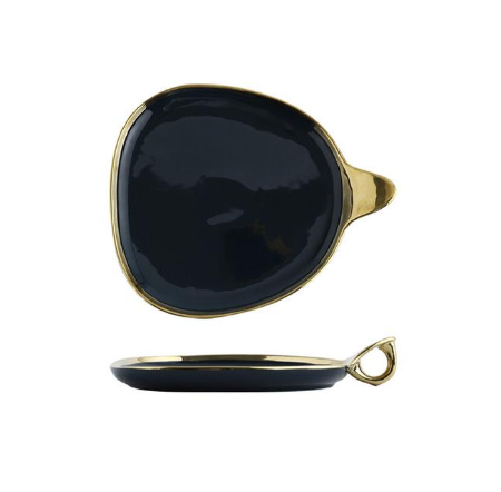 Modern Black with Gold Rim Dinner Plate