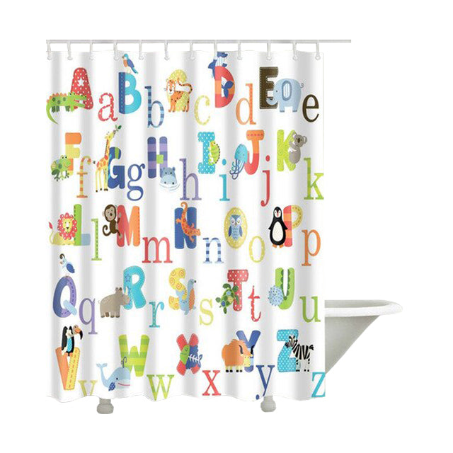 Alphabet Polyester Bathroom Curtain