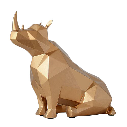 Decorative Ornamental Gold Rhino Figurine Accessories