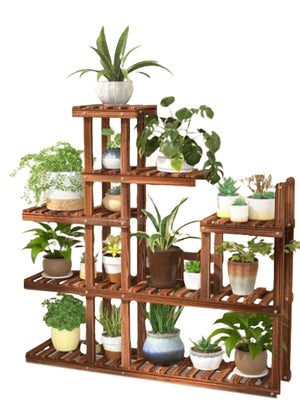 Wooden Brown Decorative Multi-Layer Plant Display Shelf - Hansel & Gretel Home Decor