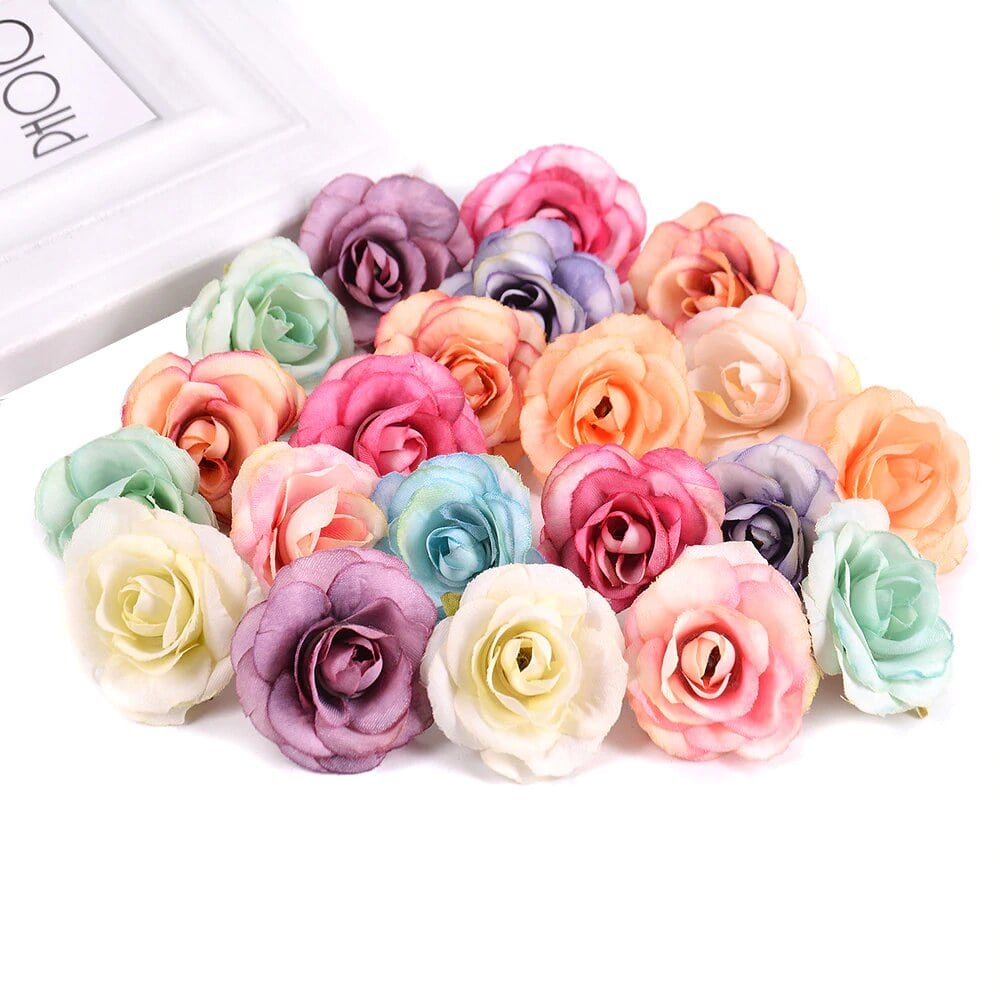 Champagne Artificial Flowers Rose Head