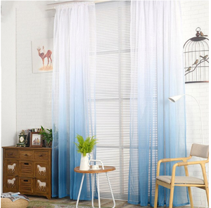 Blue Sheer Polyester Living Room and Bedroom Curtains - Hansel & Gretel Home Decor