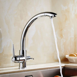 Solid Brass Matte Silver Kitchen Faucet Swivel Spout - Hansel & Gretel Home Decor