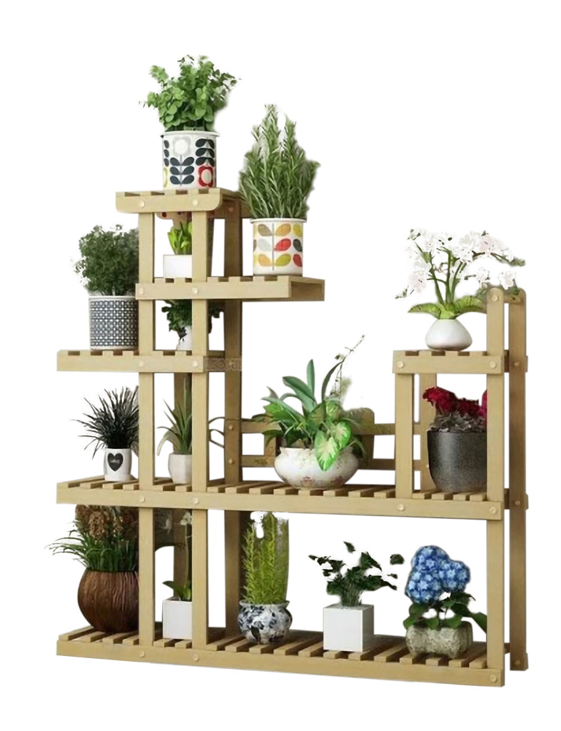 Wooden Light Brown Decorative Multi-Layer Plant Display Shelf - Hansel & Gretel Home Decor