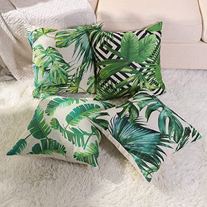 Tropical Green and White Decorative Pillow Case