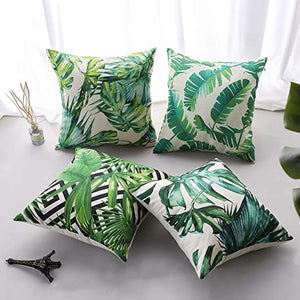 Tropical Green and White Decorative Pillow Case