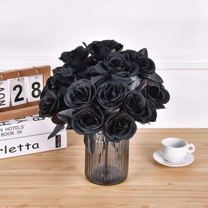 Black Artificial Flowers Rose Bouquet - Hansel & Gretel Home Decor